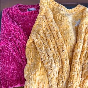 Epic Threads Vibrant Yellow and Pink Cardigans (2 Sweaters)